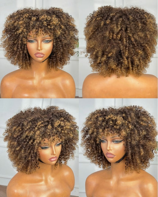 Piano curly fringe wig